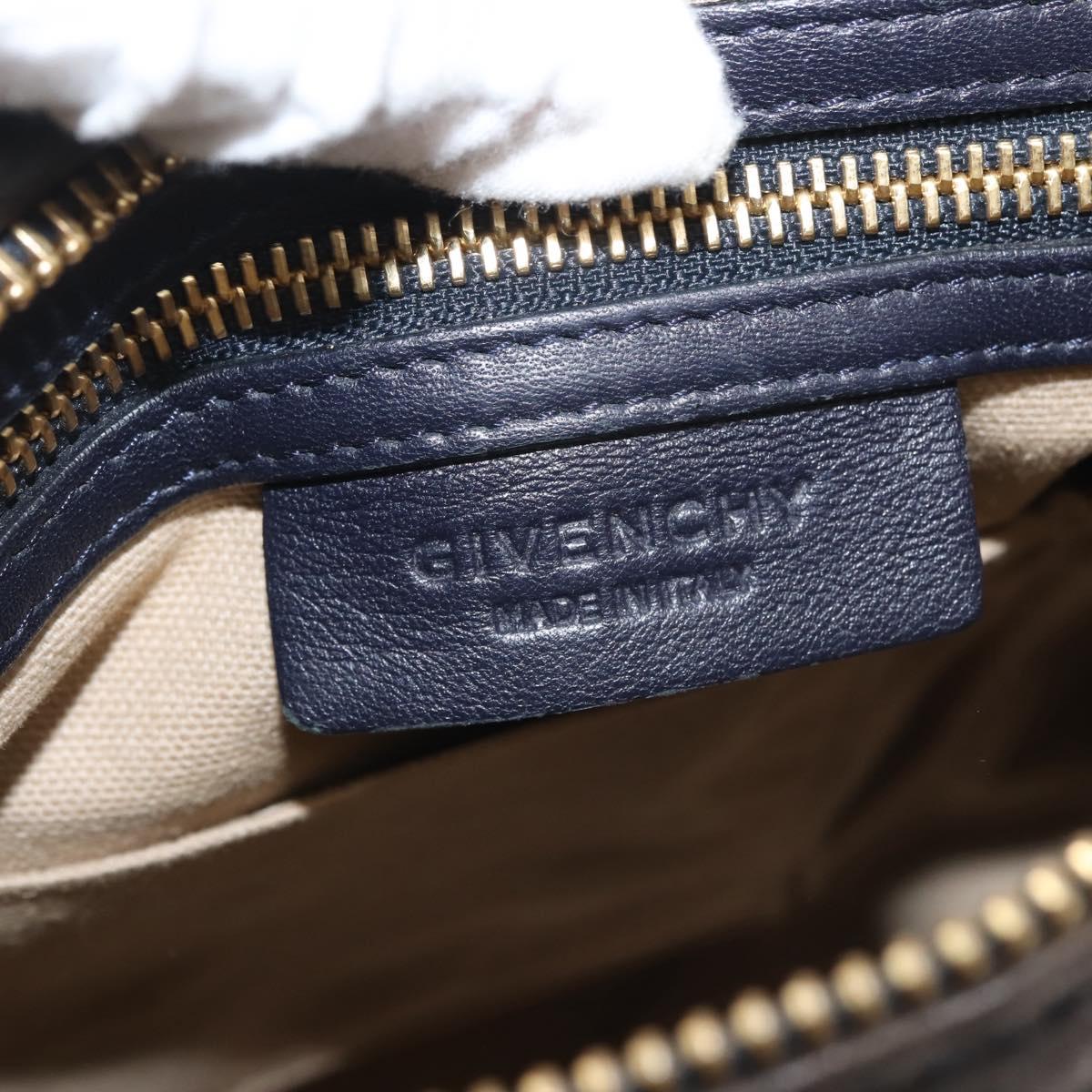 GIVENCHY Pandora Hand Bag Leather 2way Black Gold Auth bs29556