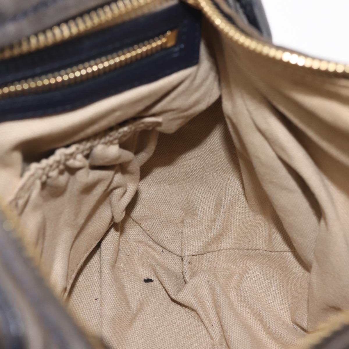 GIVENCHY Pandora Hand Bag Leather 2way Black Gold Auth bs29556