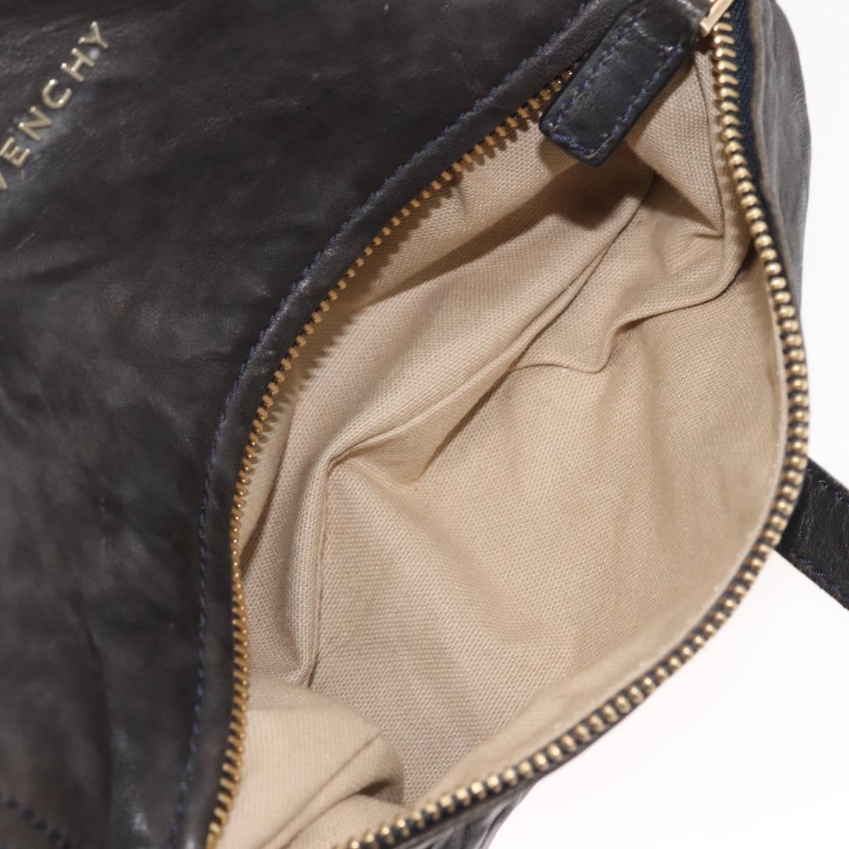 GIVENCHY Pandora Hand Bag Leather 2way Black Gold Auth bs29556