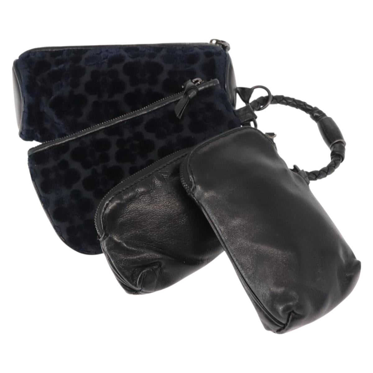 BOTTEGAVENETA 4 Hooks Pouch Leather Navy Auth bs29559