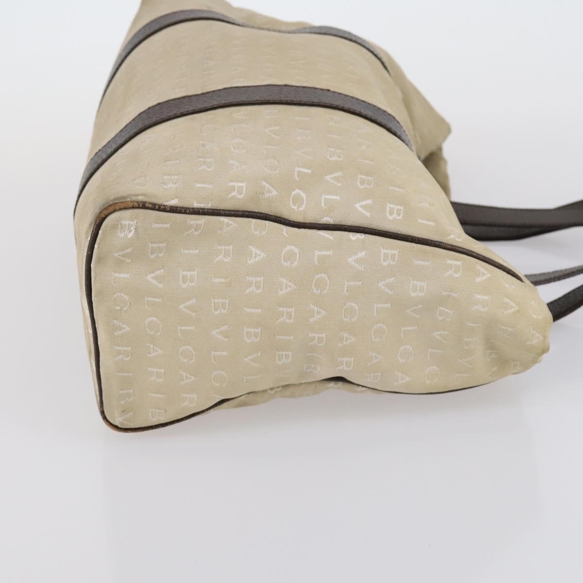 BVLGARI Logo Mania Hand Bag Canvas 2Set Beige Brown Auth bs29563