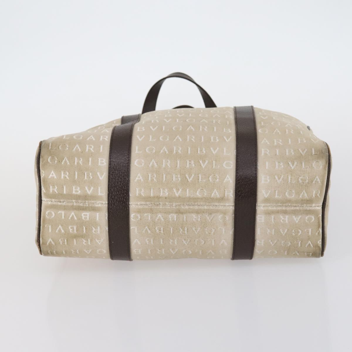 BVLGARI Logo Mania Hand Bag Canvas 2Set Beige Brown Auth bs29563