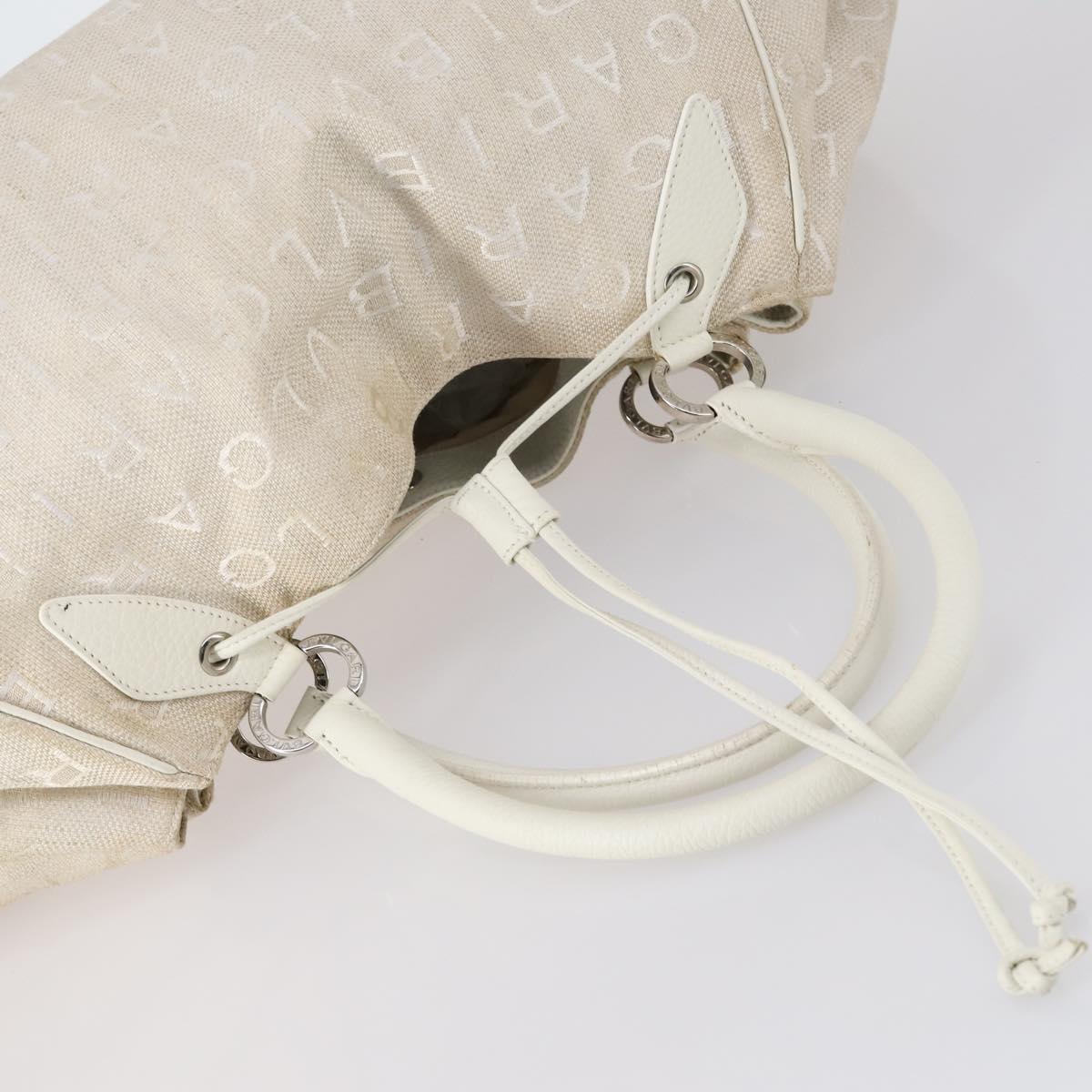 BVLGARI Logo Mania Hand Bag Canvas 2Set Beige Brown Auth bs29563