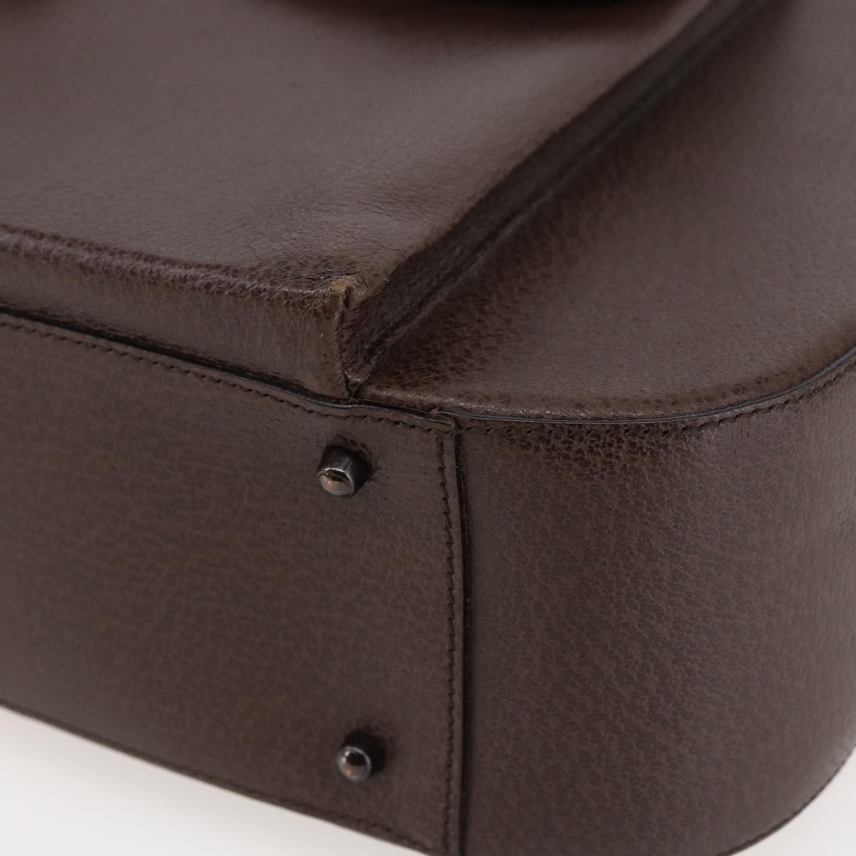 GUCCI Hand Bag Leather Brown Silver Auth bs29572