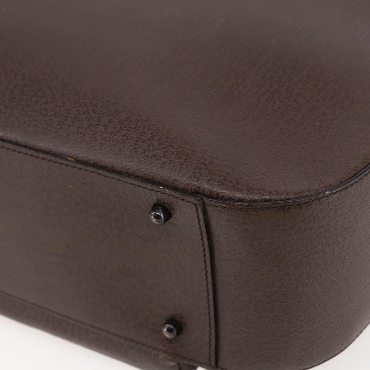 GUCCI Hand Bag Leather Brown Silver Auth bs29572