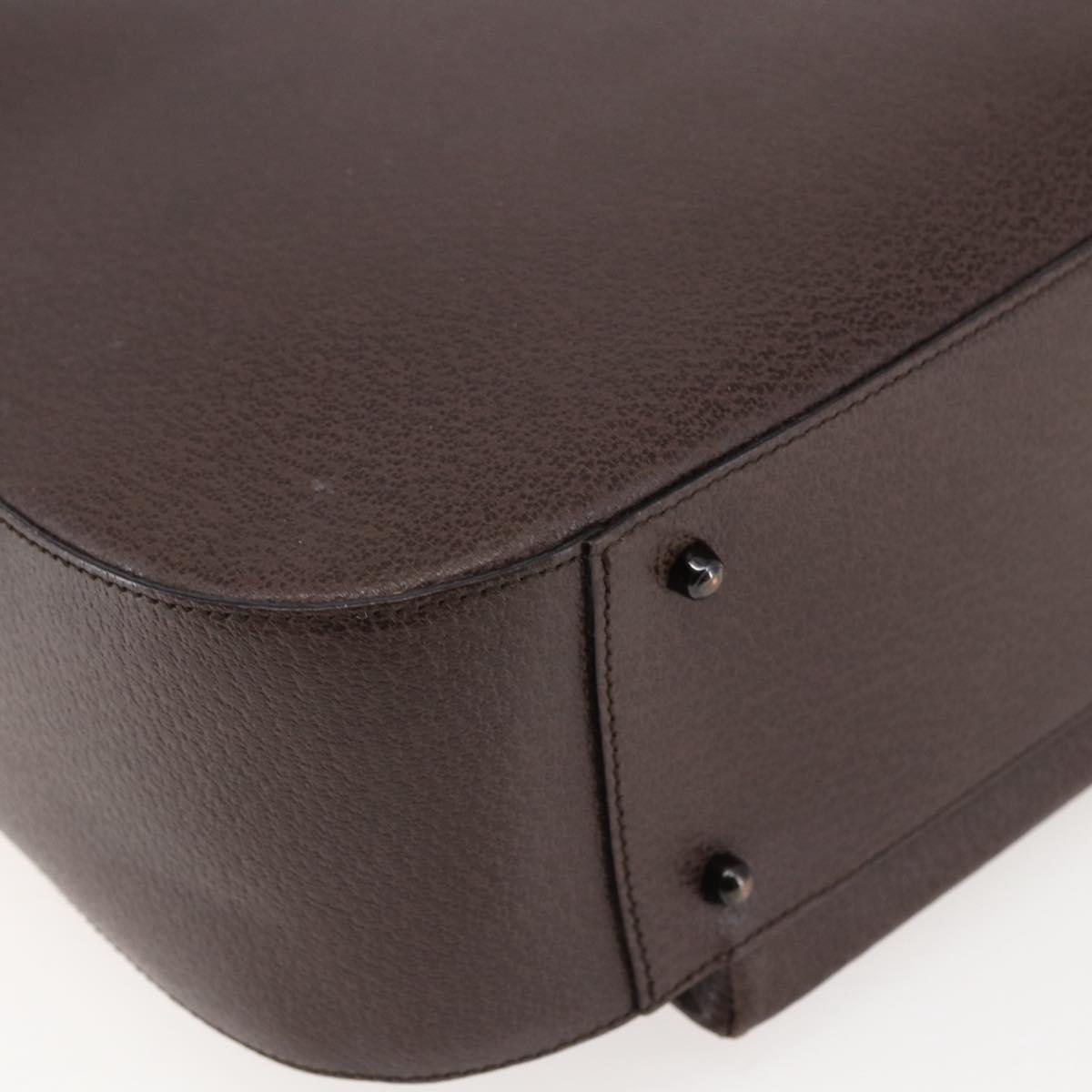 GUCCI Hand Bag Leather Brown Silver Auth bs29572