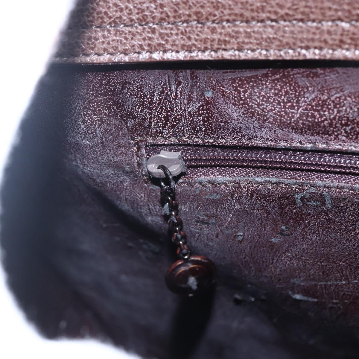 GUCCI Hand Bag Leather Brown Silver Auth bs29572