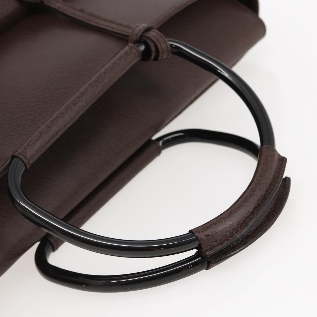 GUCCI Hand Bag Leather Brown Silver Auth bs29572