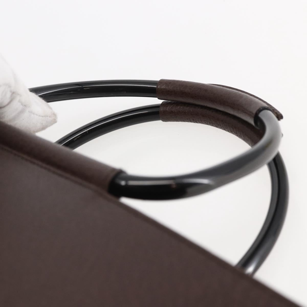 GUCCI Hand Bag Leather Brown Silver Auth bs29572