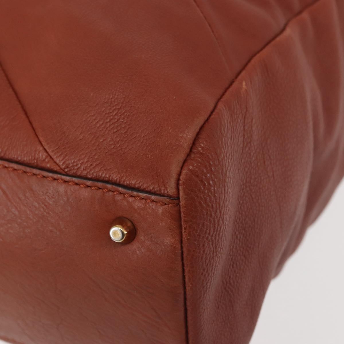 Chloe Tote Bag Leather Brown Gold Auth bs29573