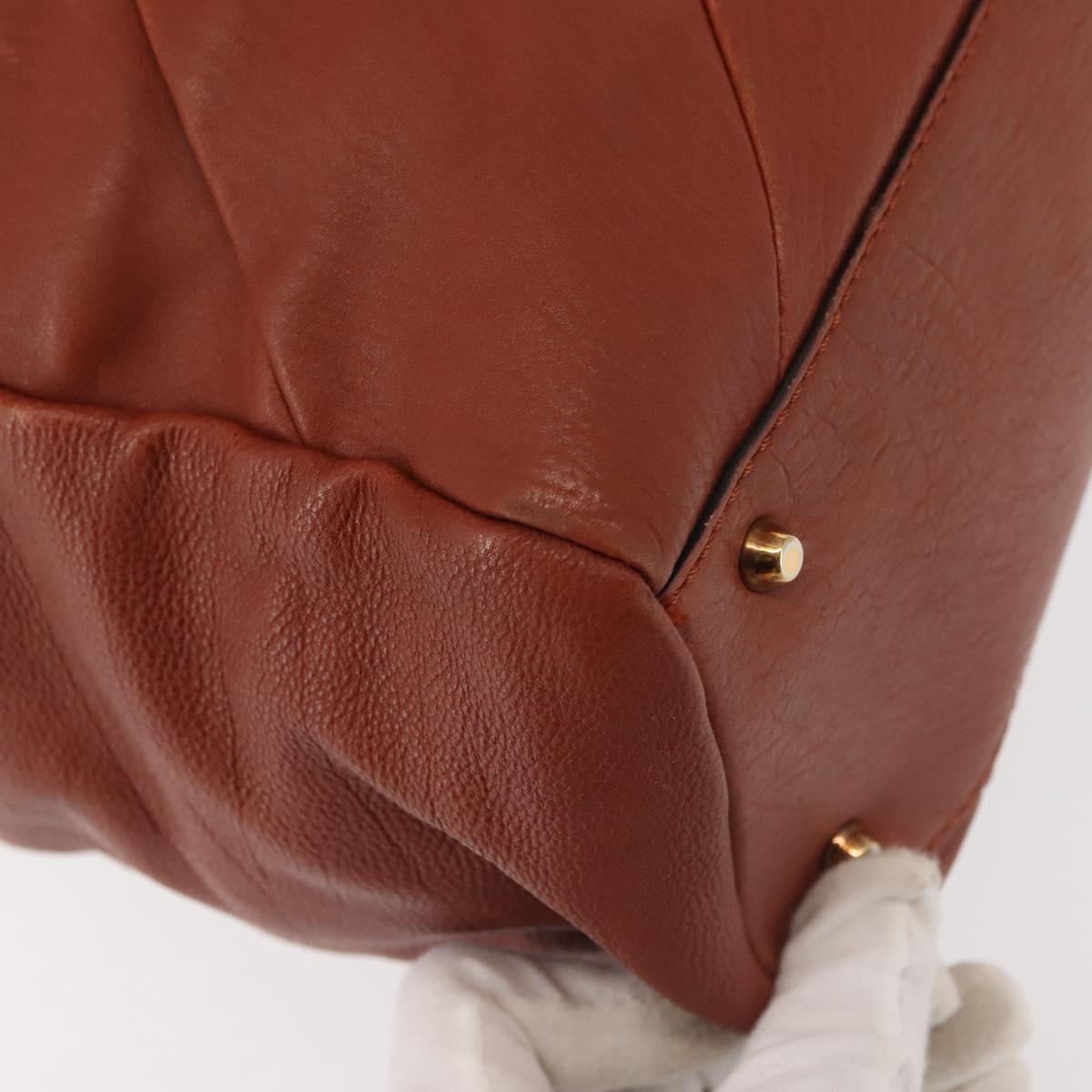 Chloe Tote Bag Leather Brown Gold Auth bs29573