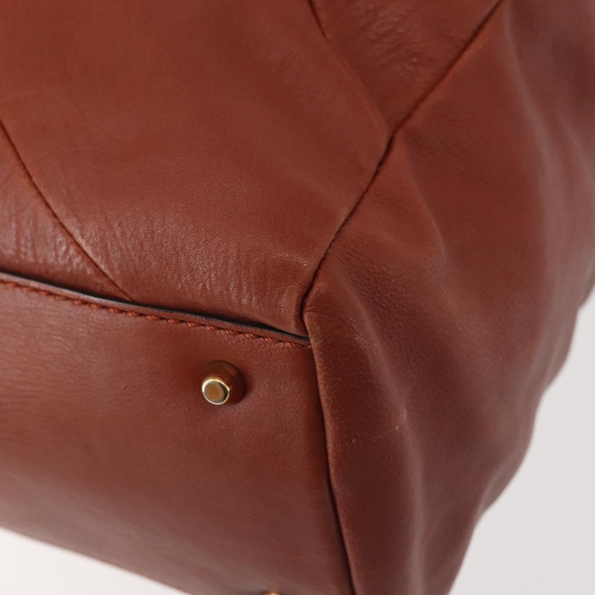 Chloe Tote Bag Leather Brown Gold Auth bs29573