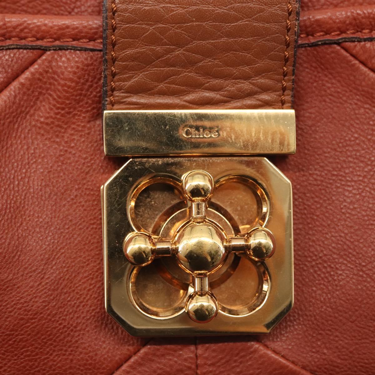 Chloe Tote Bag Leather Brown Gold Auth bs29573