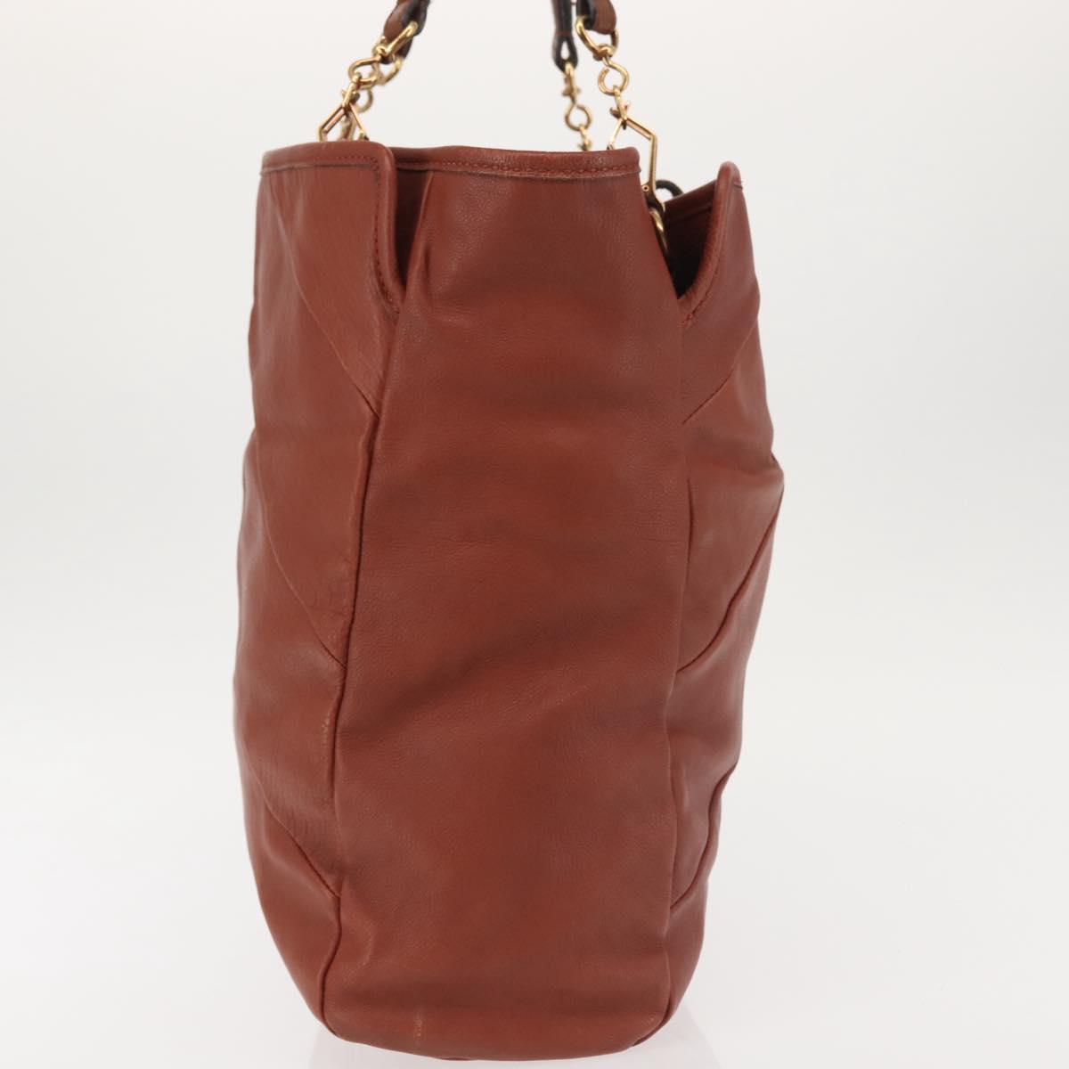 Chloe Tote Bag Leather Brown Gold Auth bs29573