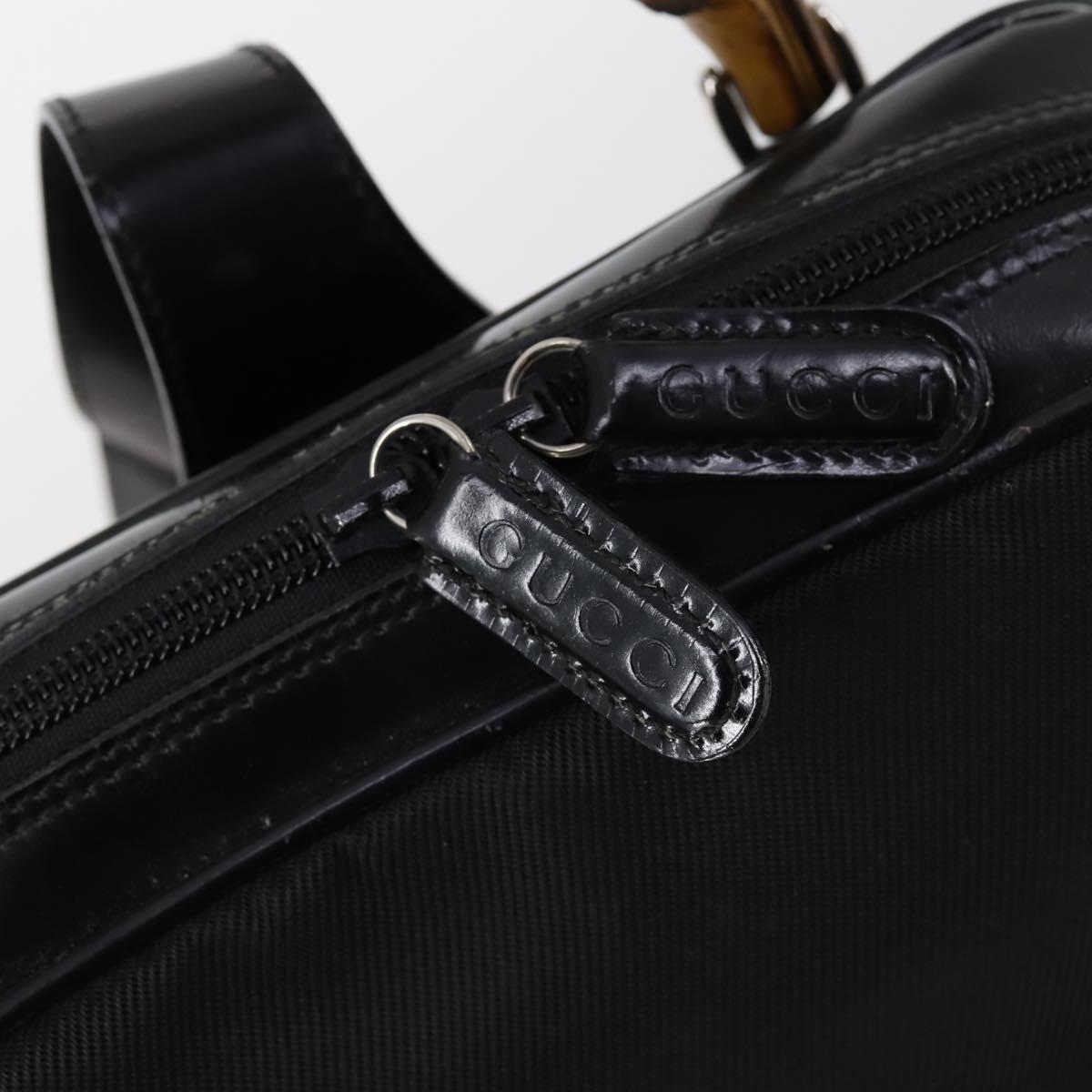 GUCCI Bamboo Backpack Nylon Enamel Black Silver 003 2058 0059 5 Auth bs29578