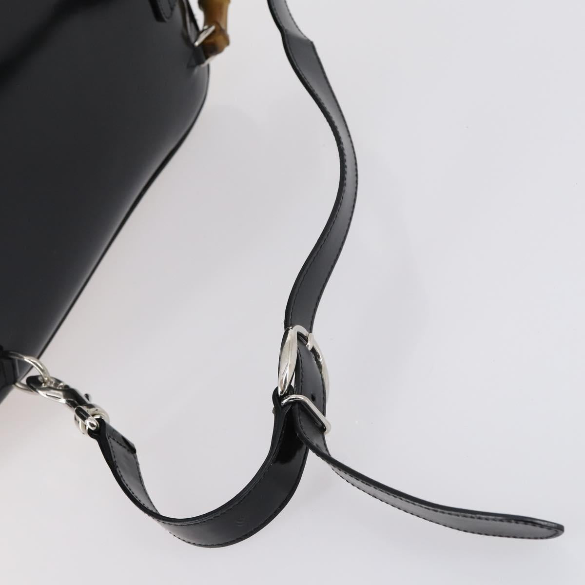 GUCCI Bamboo Backpack Nylon Enamel Black Silver 003 2058 0059 5 Auth bs29578