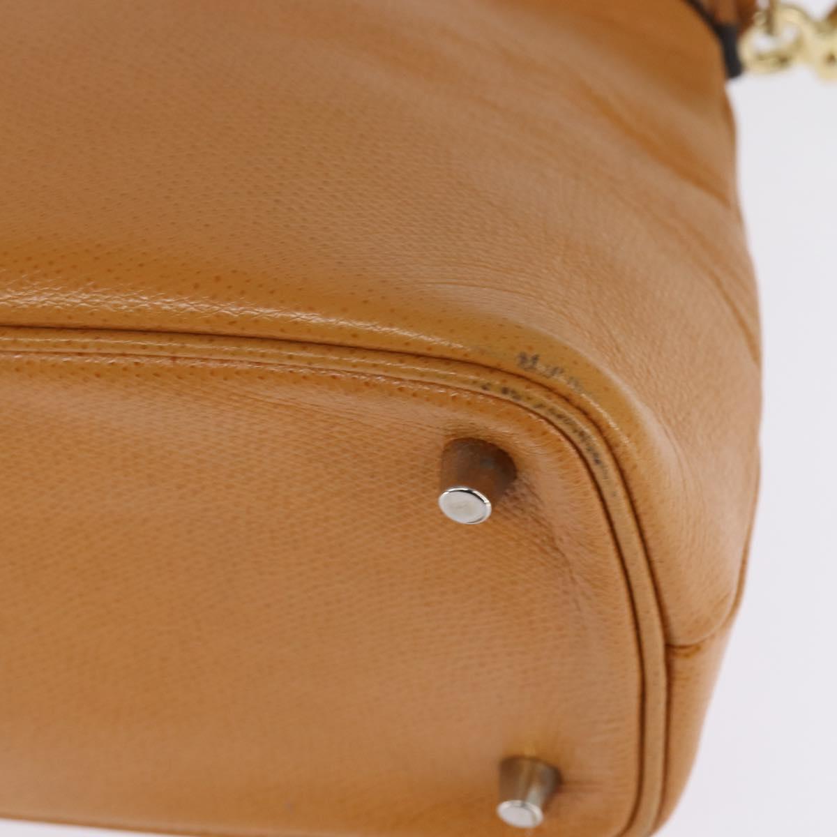 Gianni Versace Sunface Hand Bag Leather 2way Beige Gold Auth bs29583