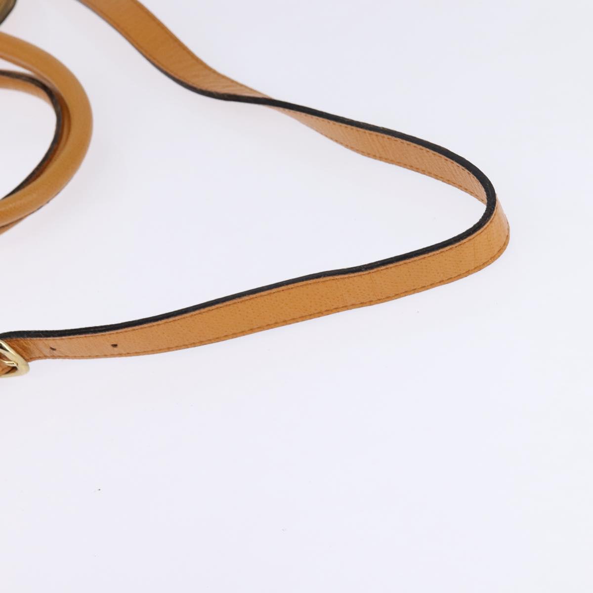 Gianni Versace Sunface Hand Bag Leather 2way Beige Gold Auth bs29583