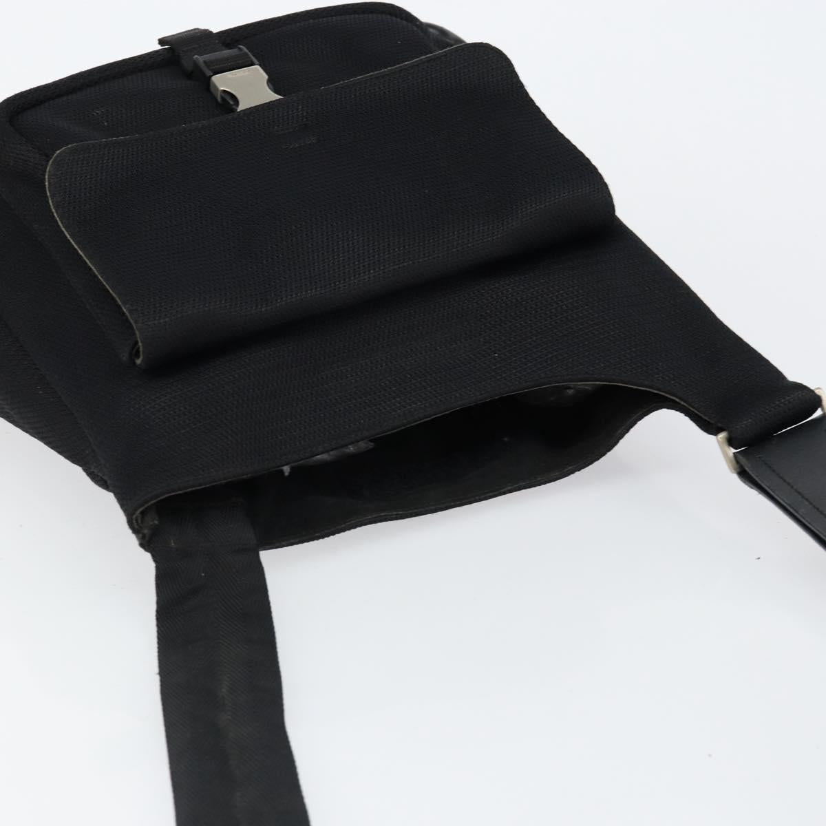 PRADA Sports Shoulder Bag Canvas Black Silver Auth bs29584