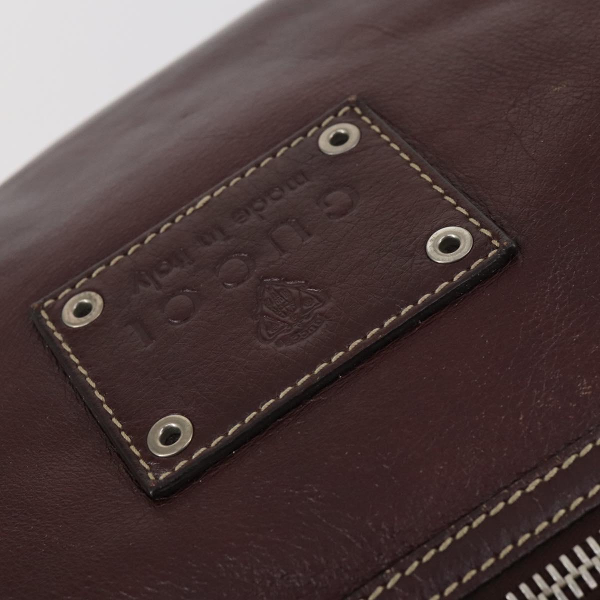 GUCCI Tote Bag Leather Brown Silver 189680 Auth bs29589