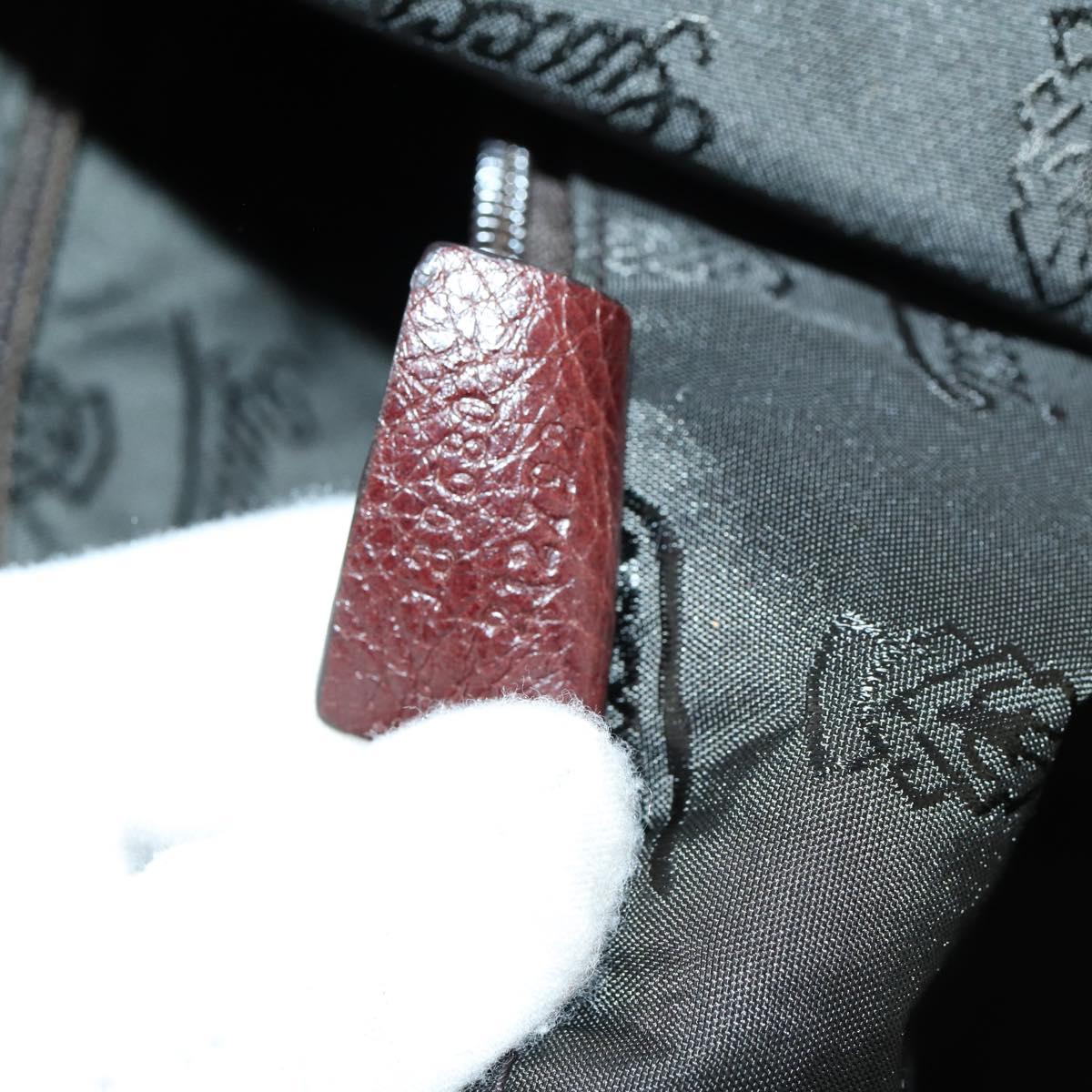 GUCCI Tote Bag Leather Brown Silver 189680 Auth bs29589