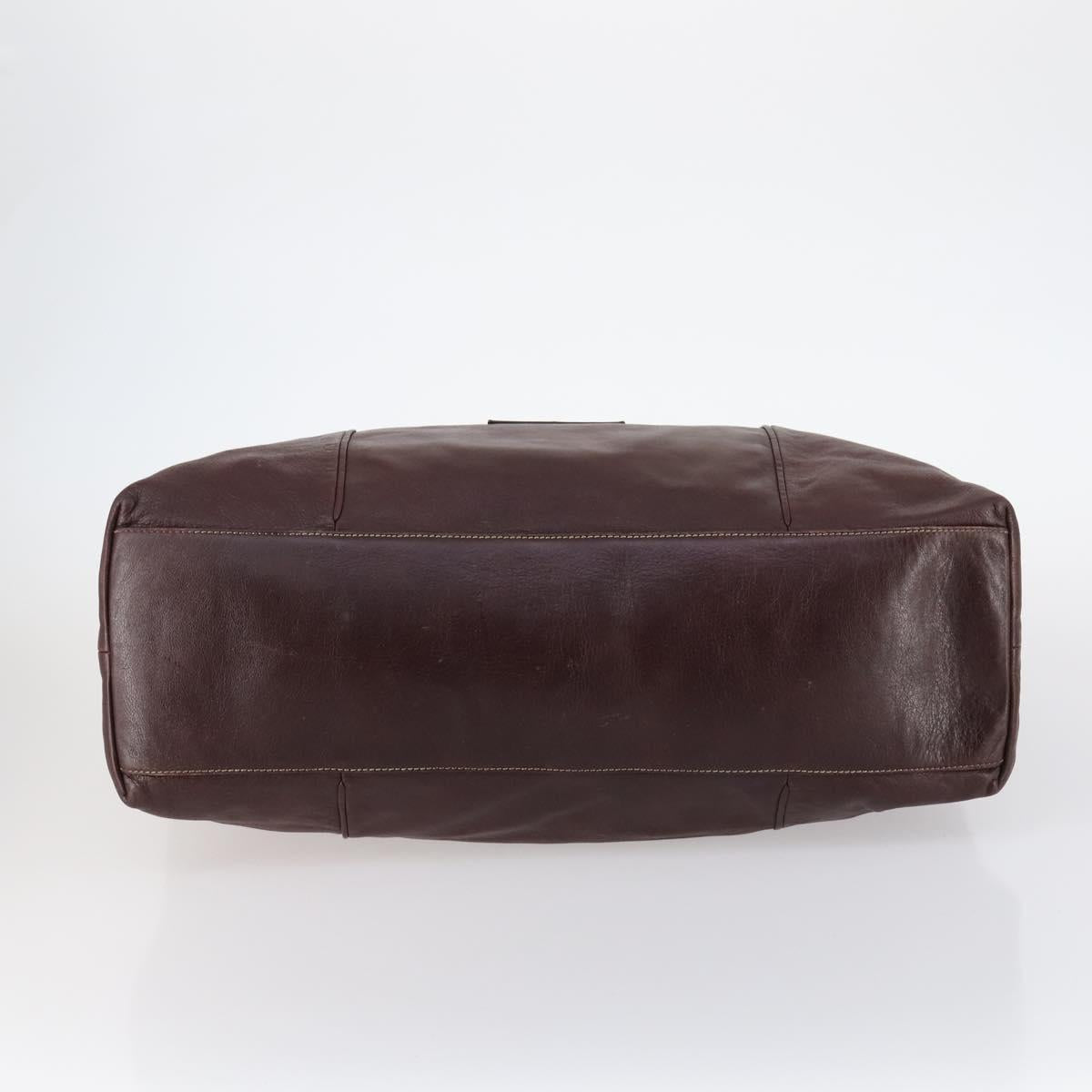 GUCCI Tote Bag Leather Brown Silver 189680 Auth bs29589