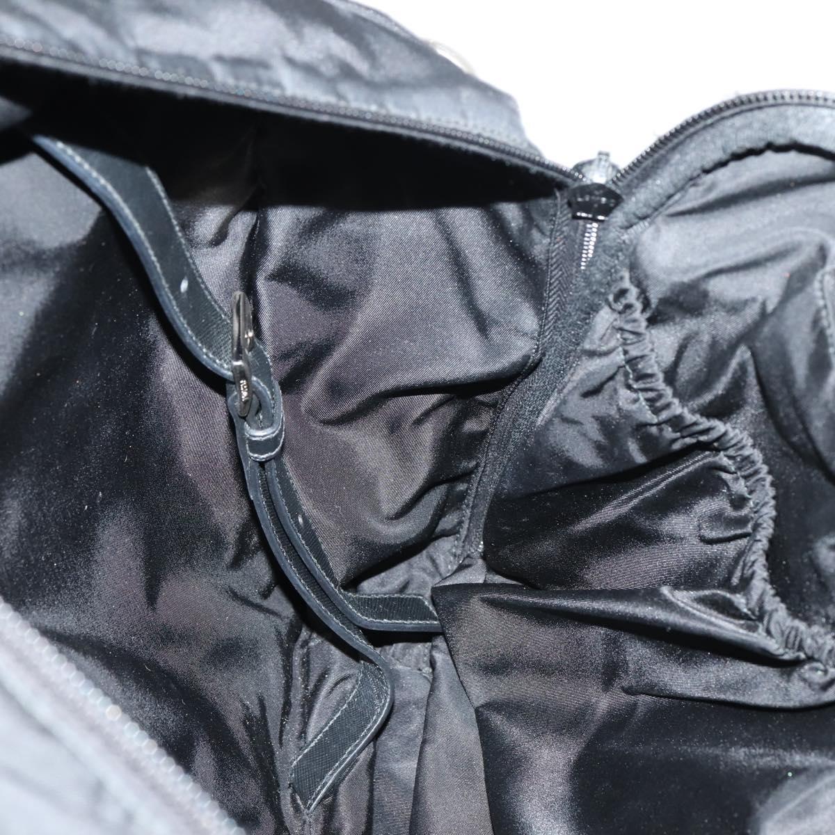 PRADA Business Bag Nylon Black Silver Auth bs29590