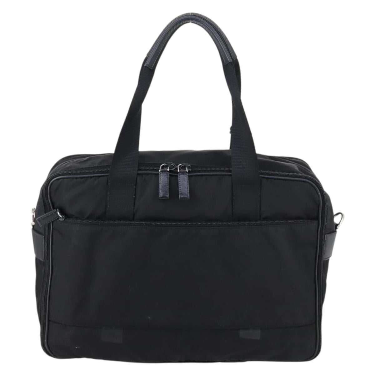 PRADA Business Bag Nylon Black Silver Auth bs29590