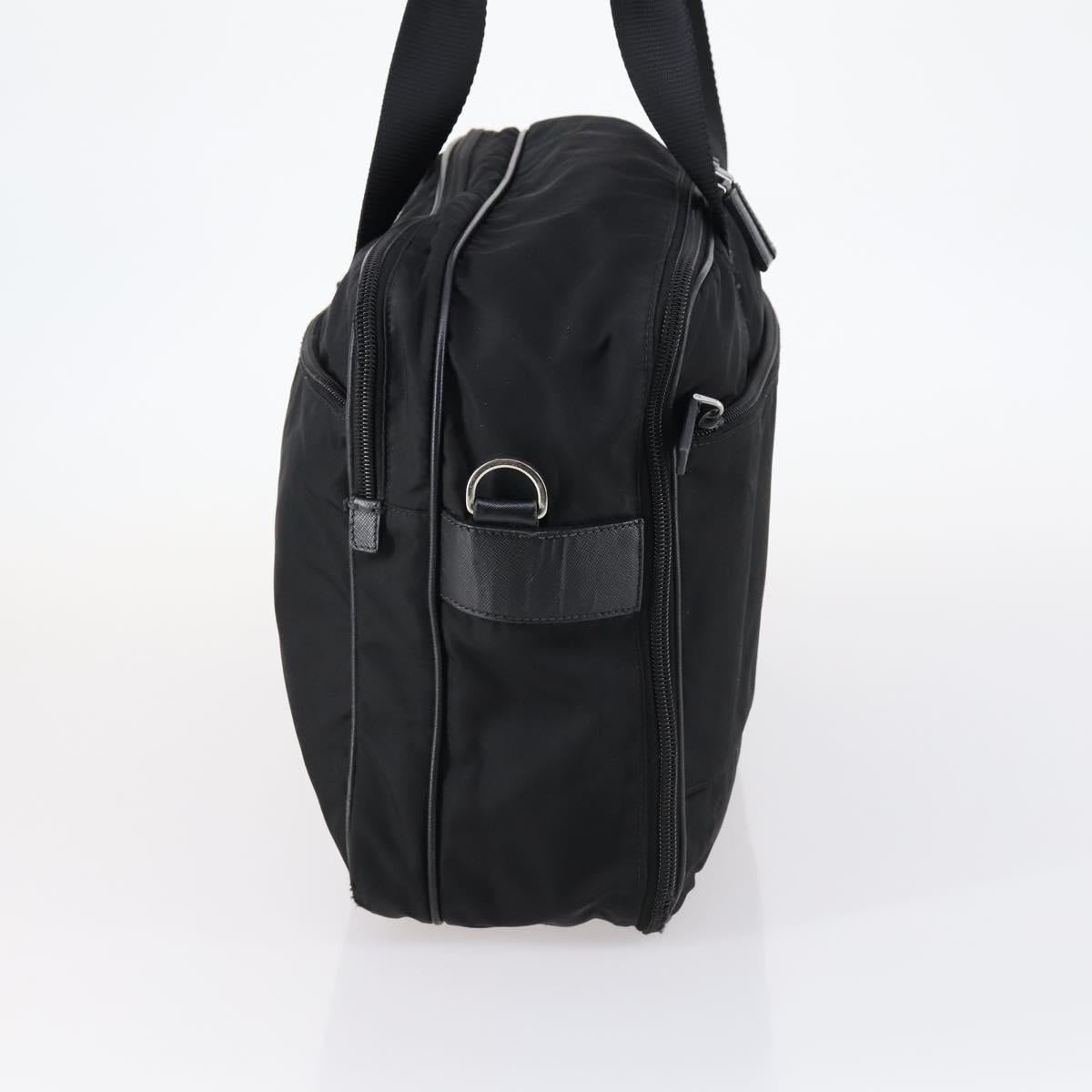 PRADA Business Bag Nylon Black Silver Auth bs29590