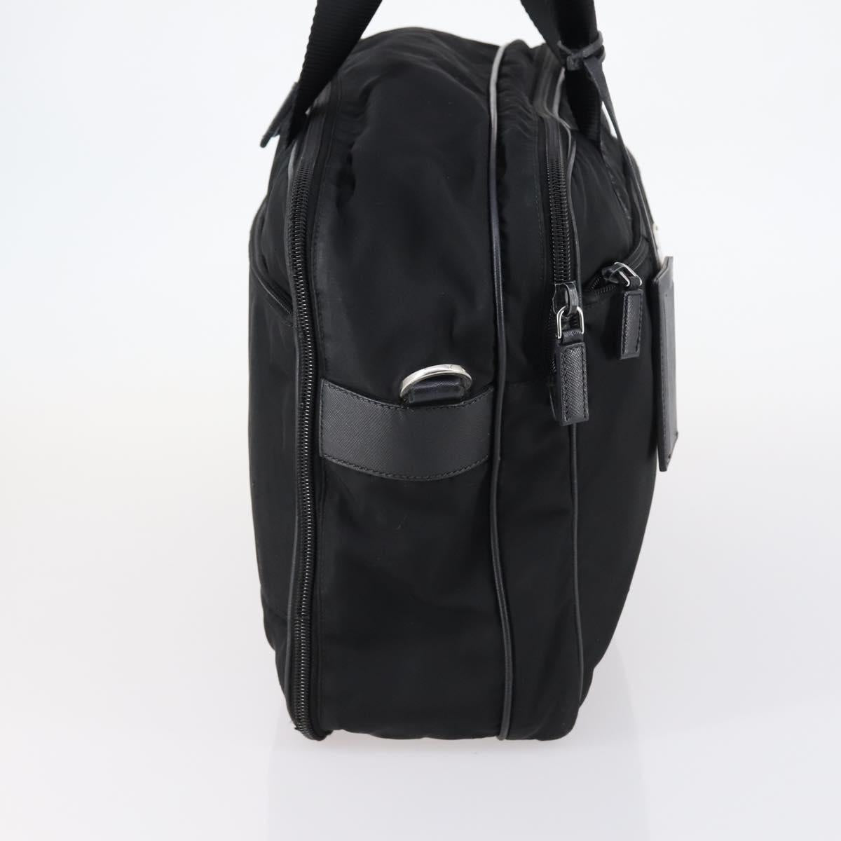 PRADA Business Bag Nylon Black Silver Auth bs29590