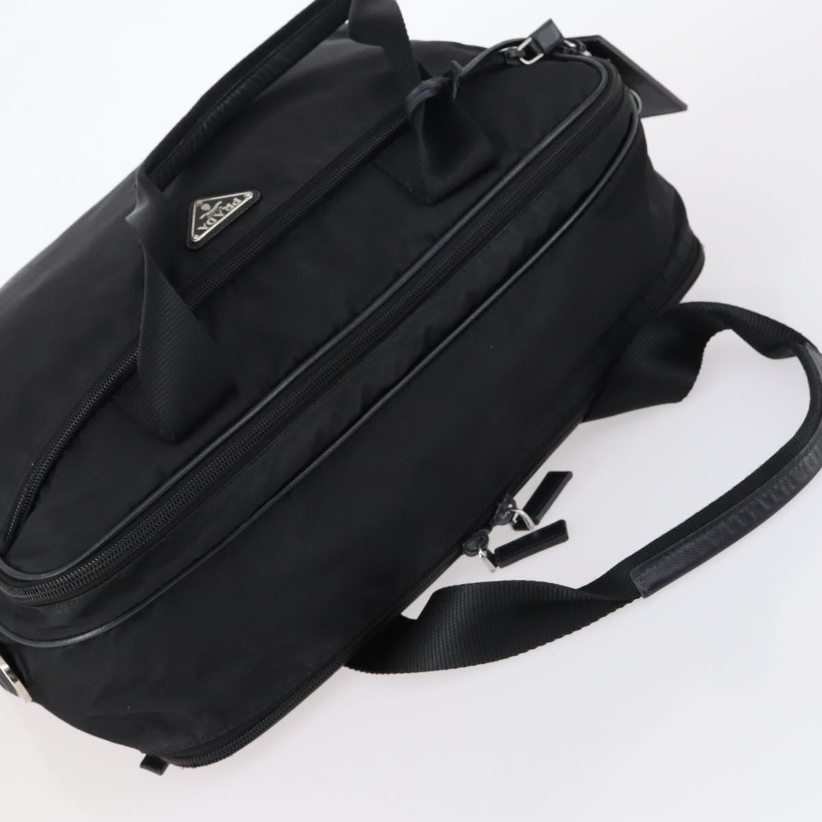 PRADA Business Bag Nylon Black Silver Auth bs29590