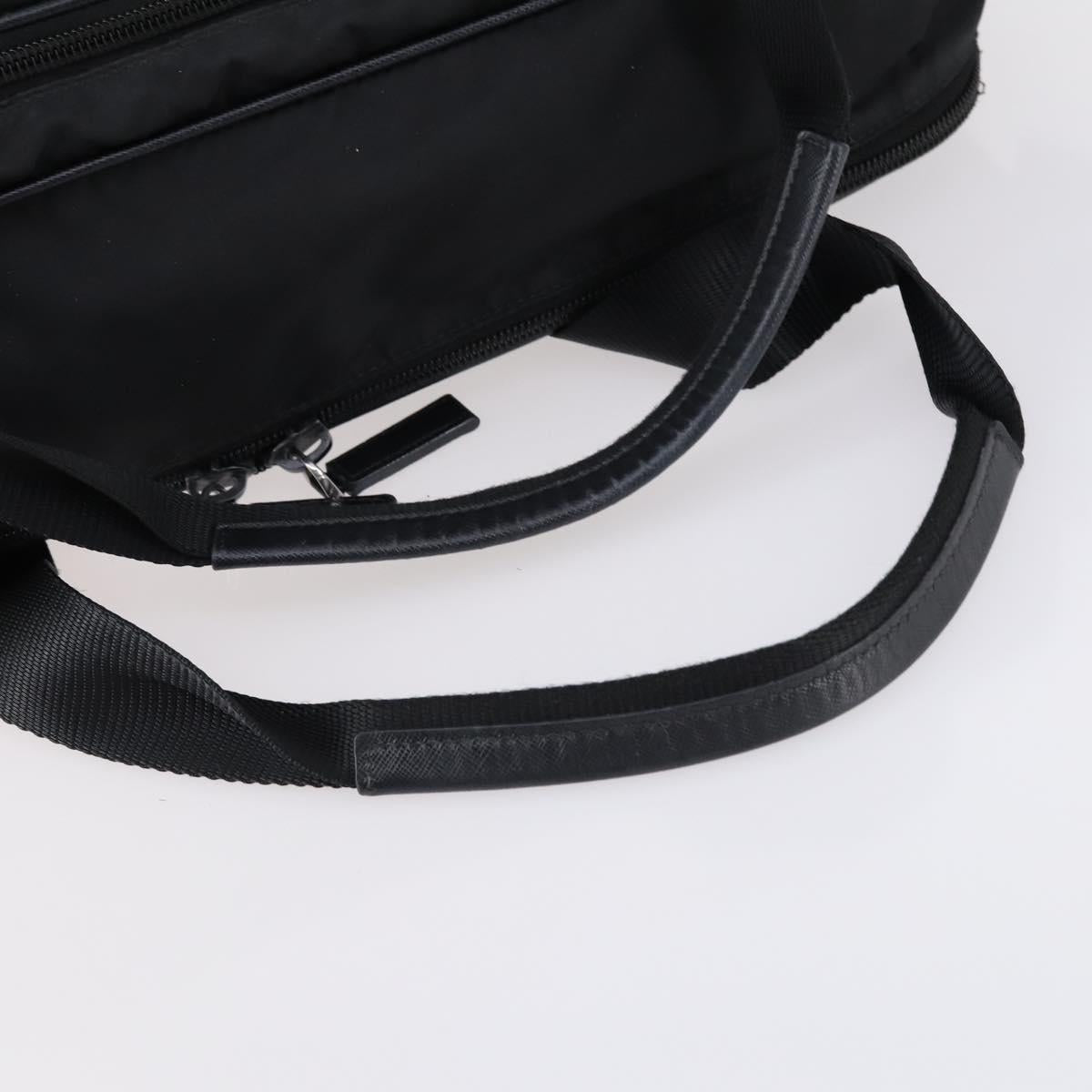 PRADA Business Bag Nylon Black Silver Auth bs29590