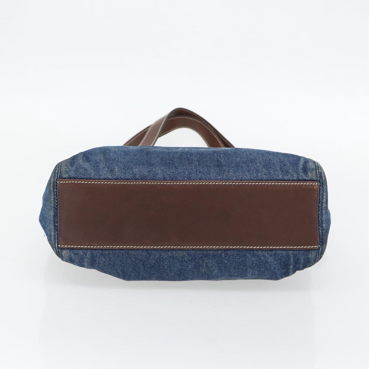 CHANEL Shoulder Bag Denim Blue Brown CC Auth bs29592