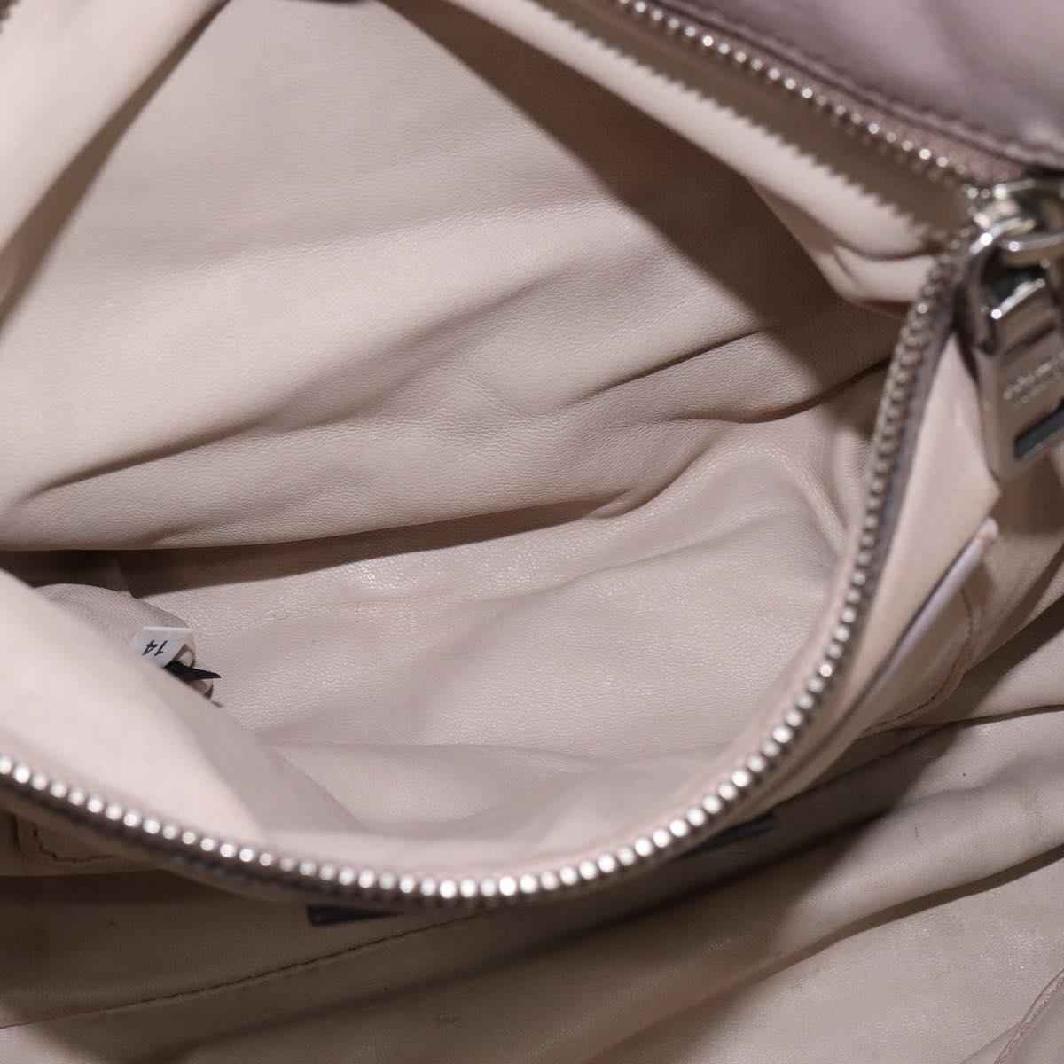 PRADA Gathered Hand Bag Leather Gray Silver Auth bs29593