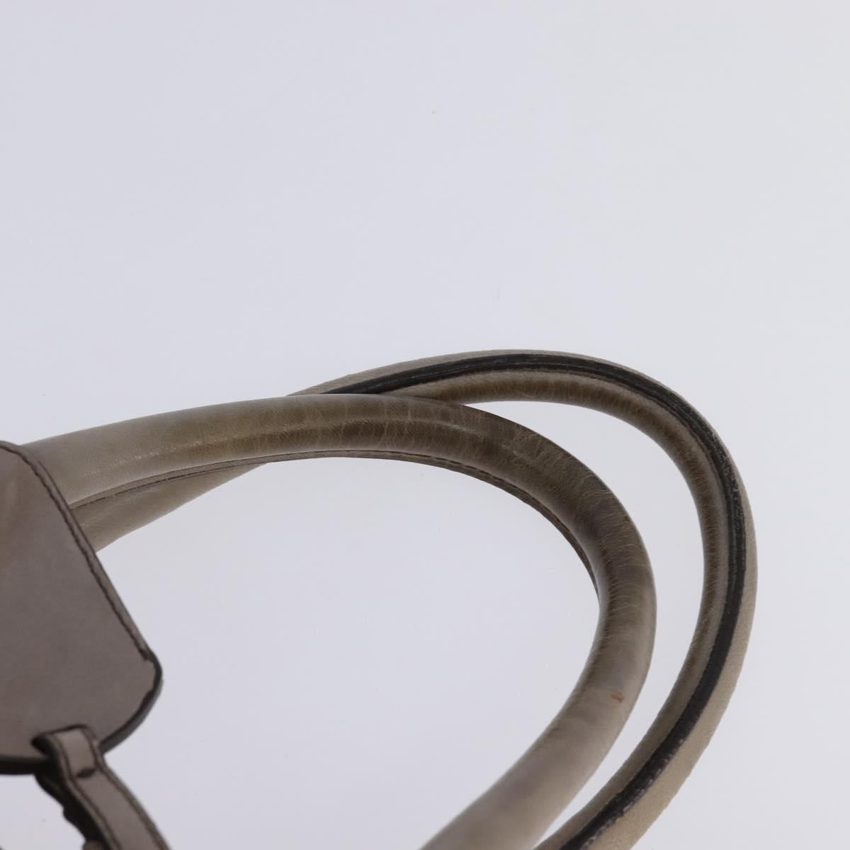 PRADA Gathered Hand Bag Leather Gray Silver Auth bs29593