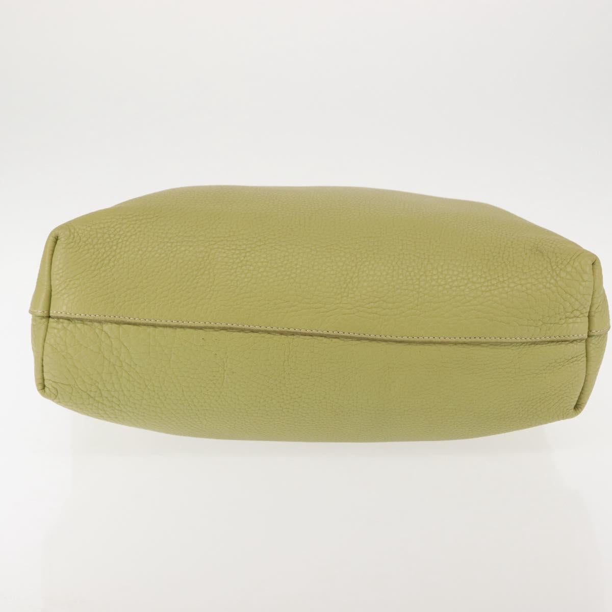 PRADA Hand Bag Leather Green Gold Auth bs29596