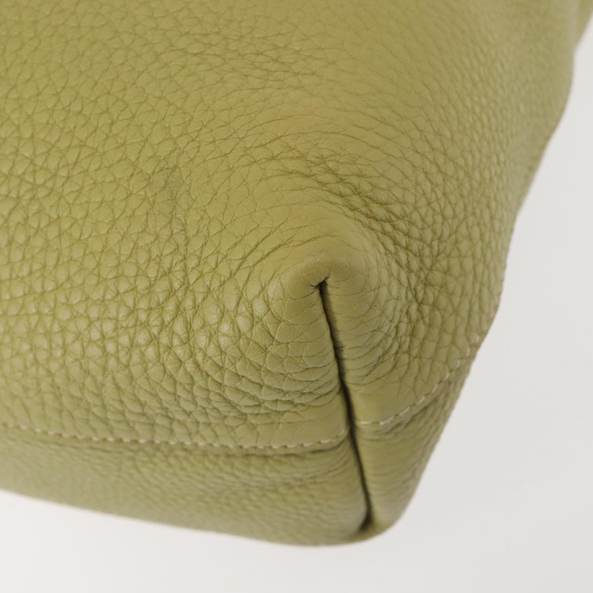 PRADA Hand Bag Leather Green Gold Auth bs29596