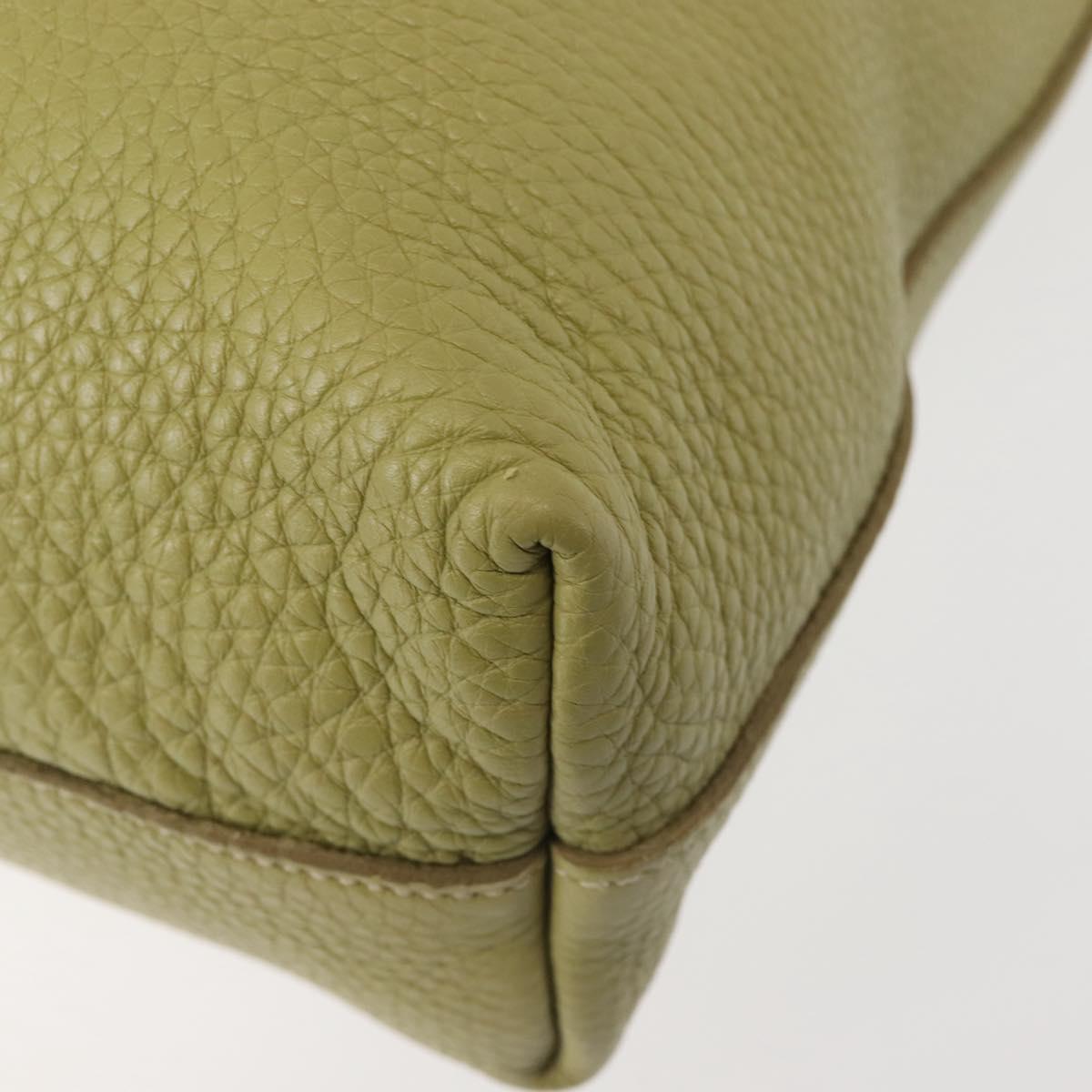 PRADA Hand Bag Leather Green Gold Auth bs29596