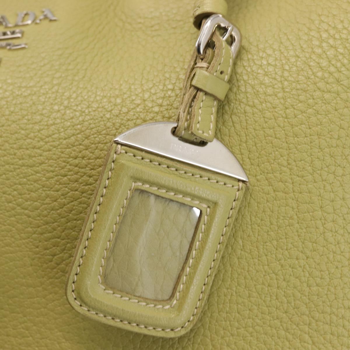 PRADA Hand Bag Leather Green Gold Auth bs29596