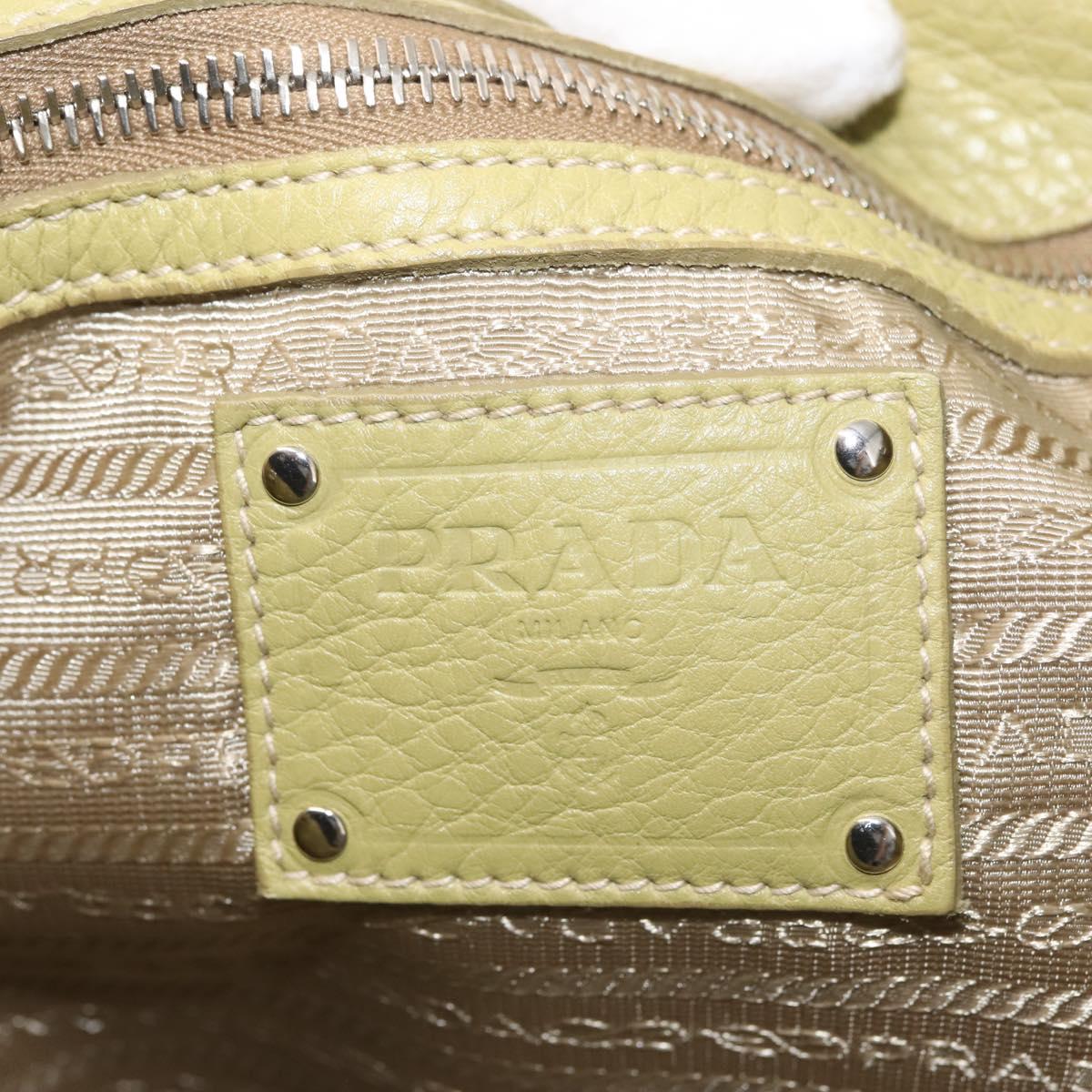 PRADA Hand Bag Leather Green Gold Auth bs29596