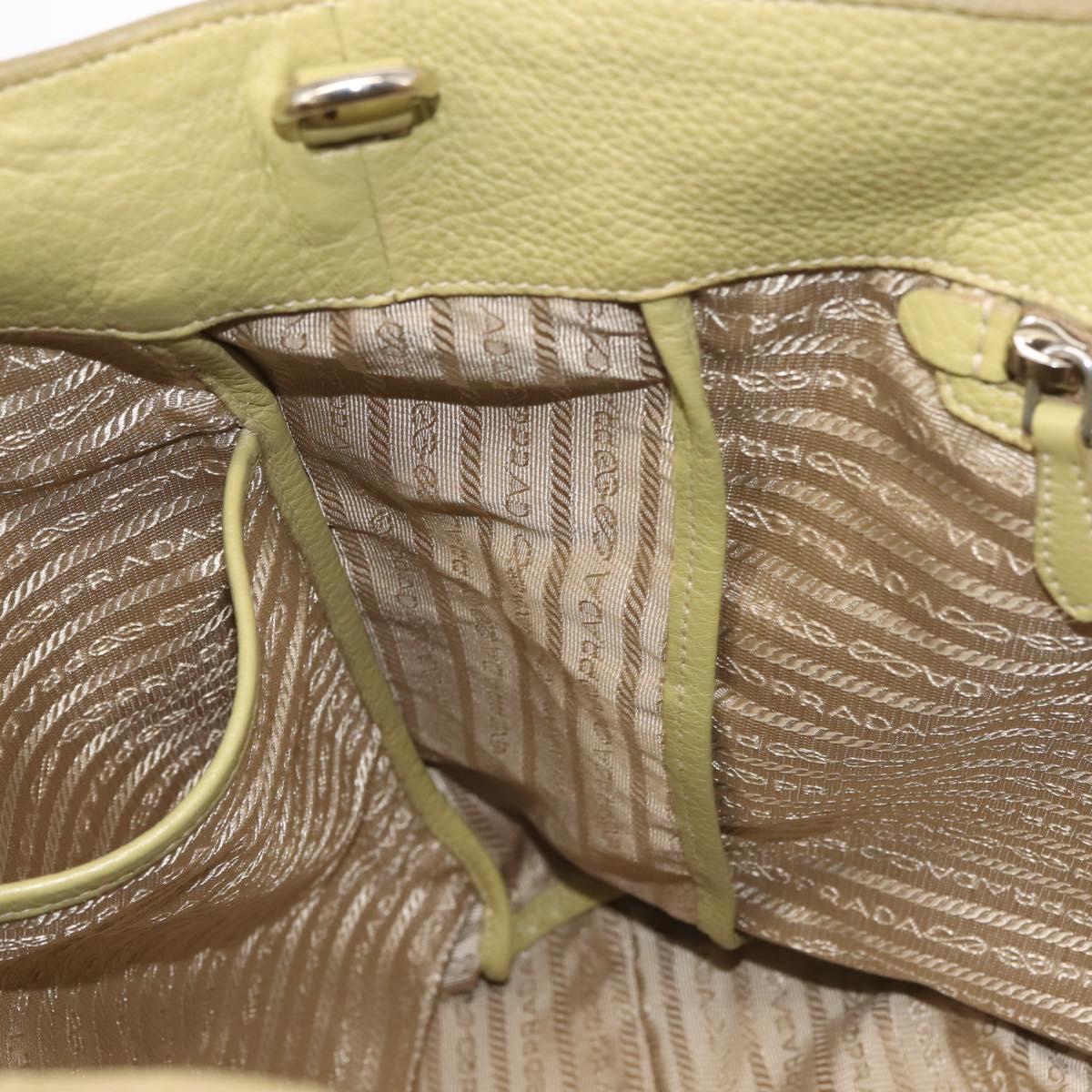 PRADA Hand Bag Leather Green Gold Auth bs29596