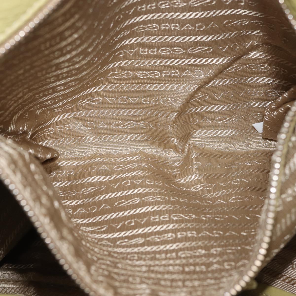 PRADA Hand Bag Leather Green Gold Auth bs29596