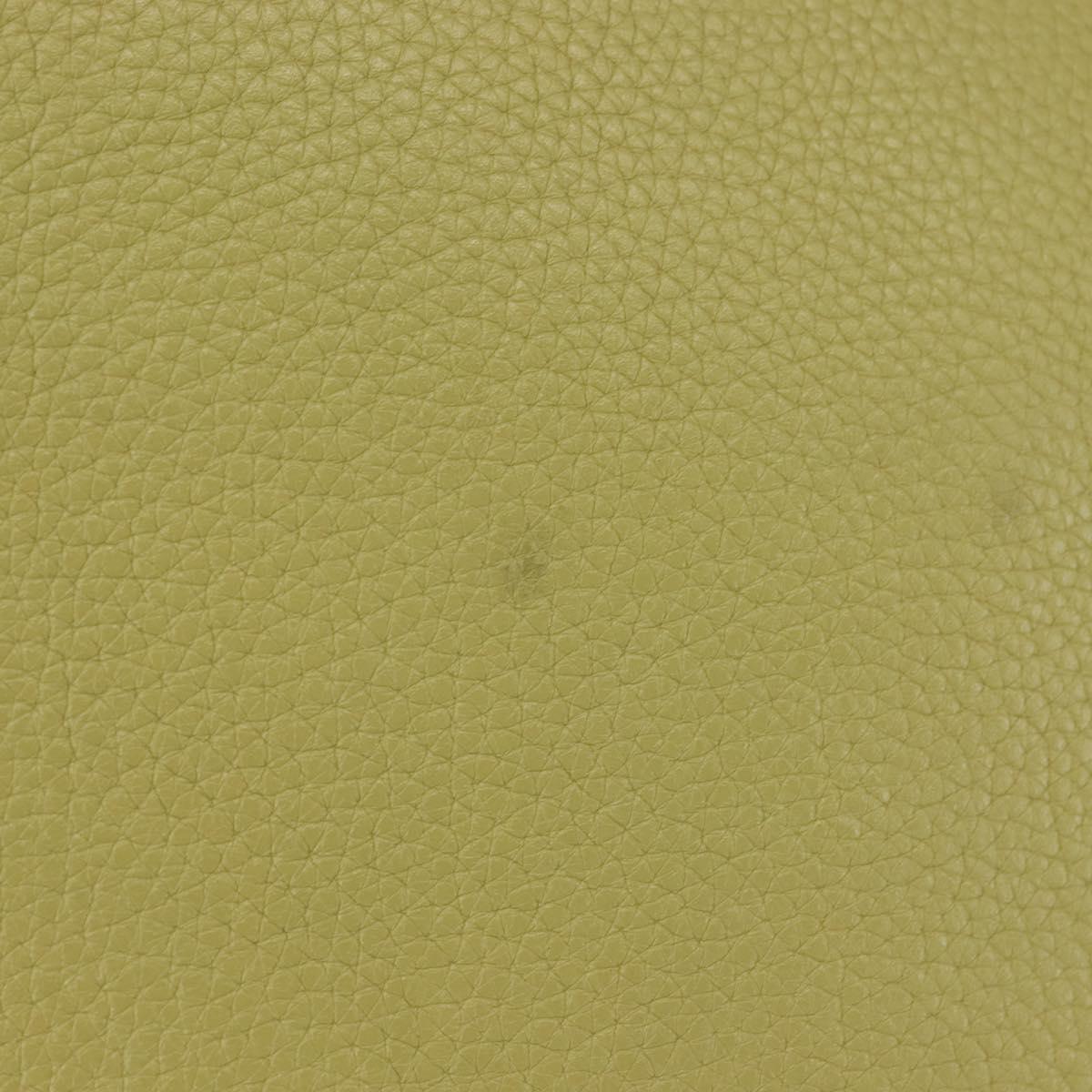 PRADA Hand Bag Leather Green Gold Auth bs29596