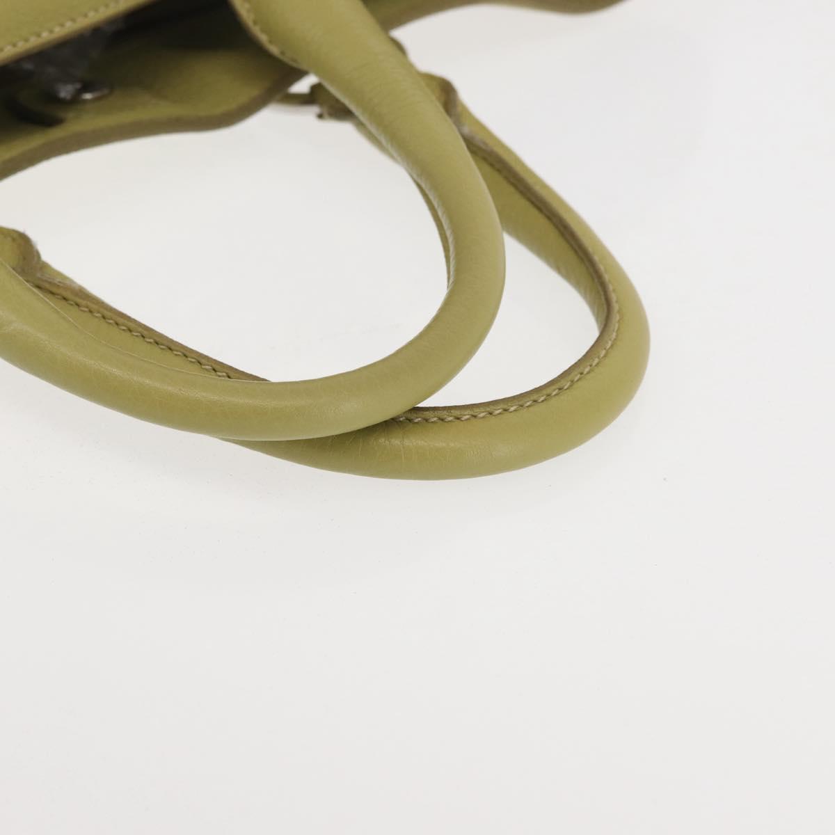 PRADA Hand Bag Leather Green Gold Auth bs29596