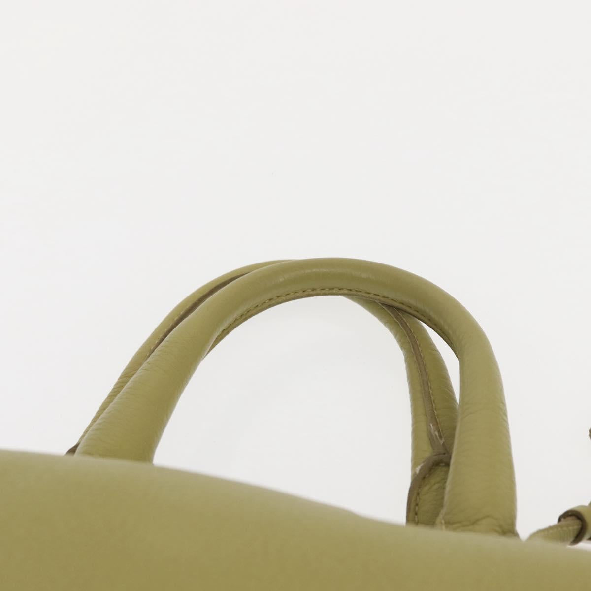 PRADA Hand Bag Leather Green Gold Auth bs29596