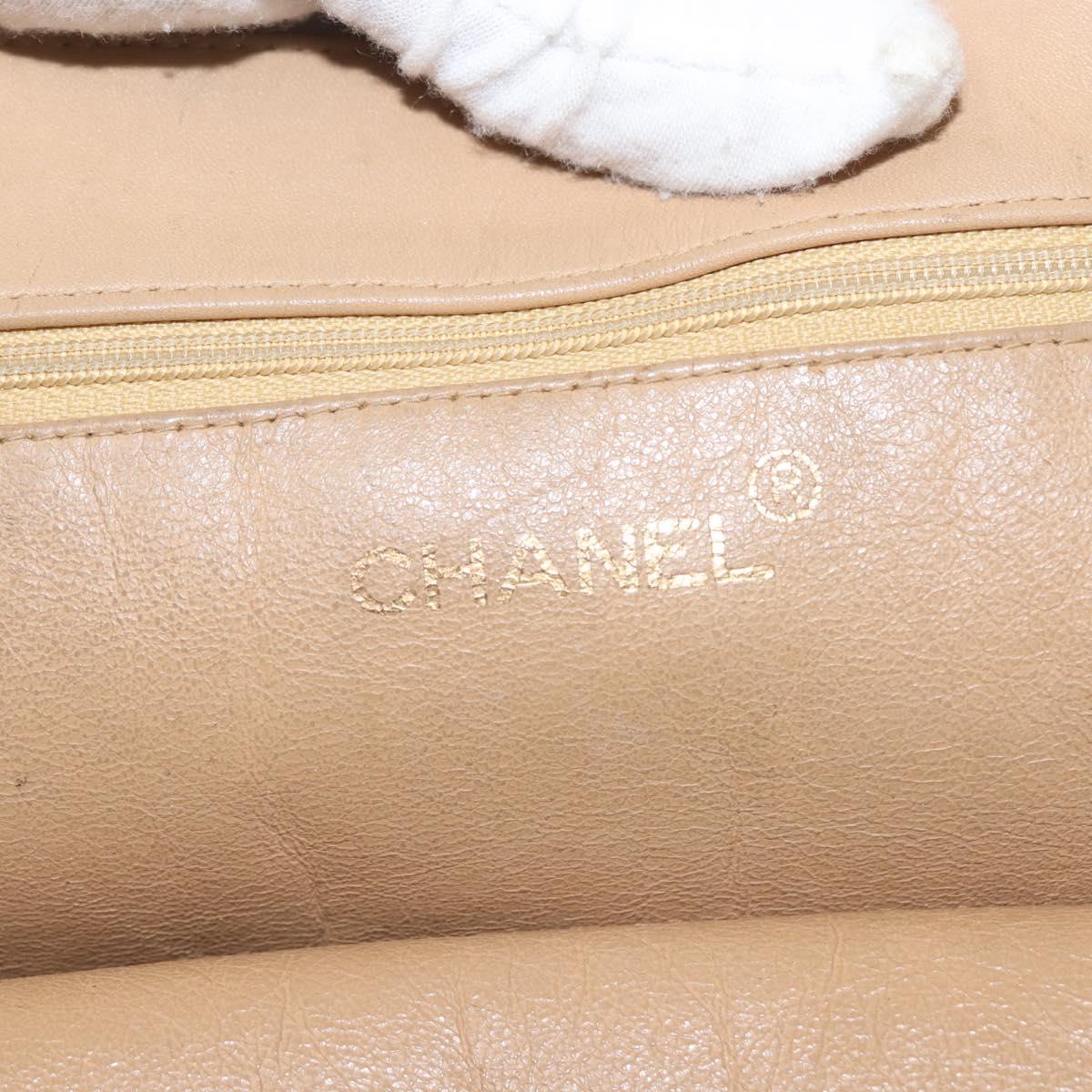 CHANEL COCO Mark Chain Tote Bag Lamb Skin Beige Gold CC Auth bs29597