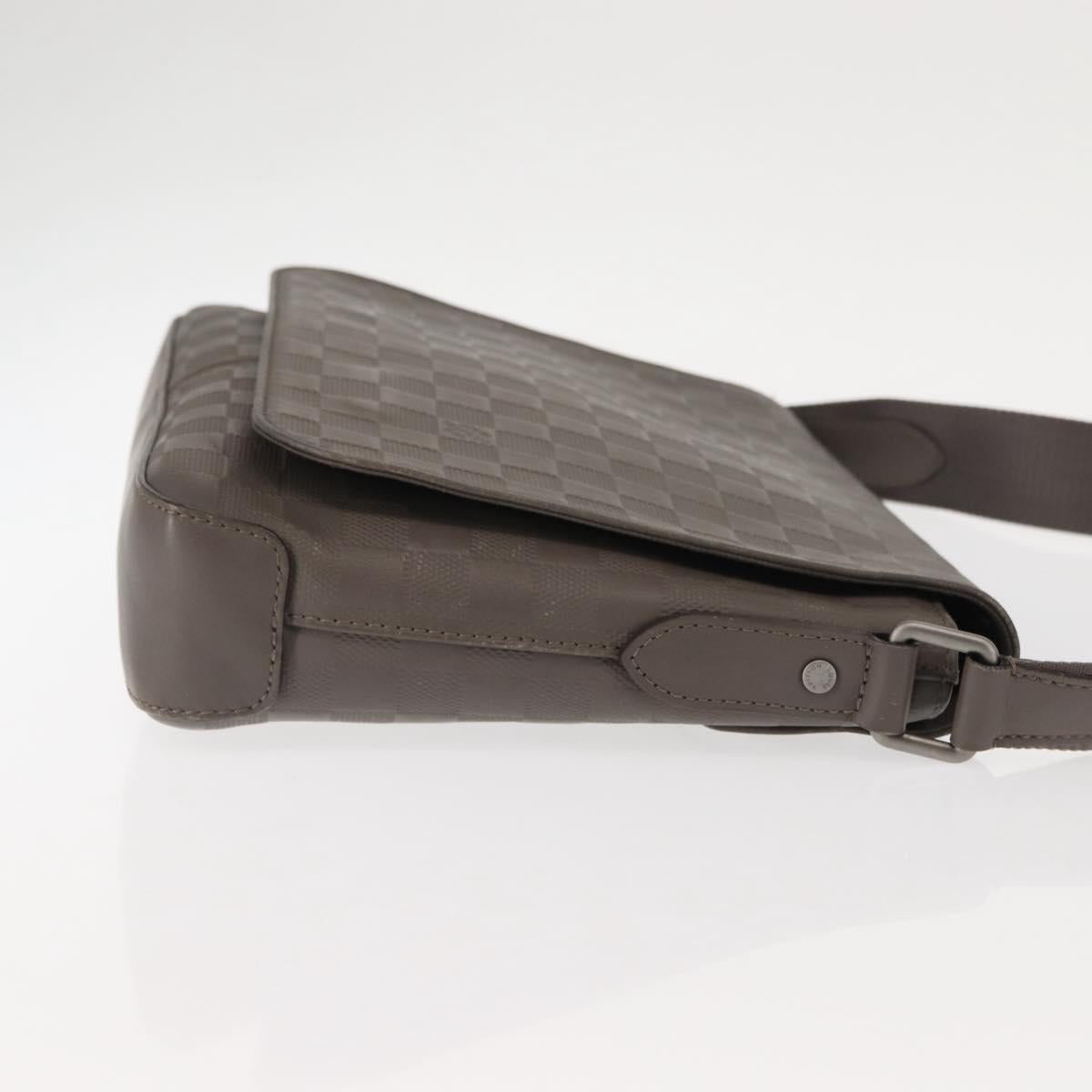 LOUIS VUITTON Damier Infini District PM Shoulder Bag Gray N41485 Auth bs29610