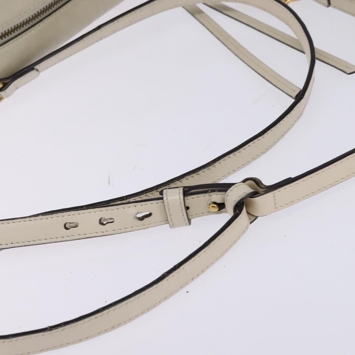 GUCCI GG Marmont Shoulder Bag Leather White Gold 447632 Auth bs29614