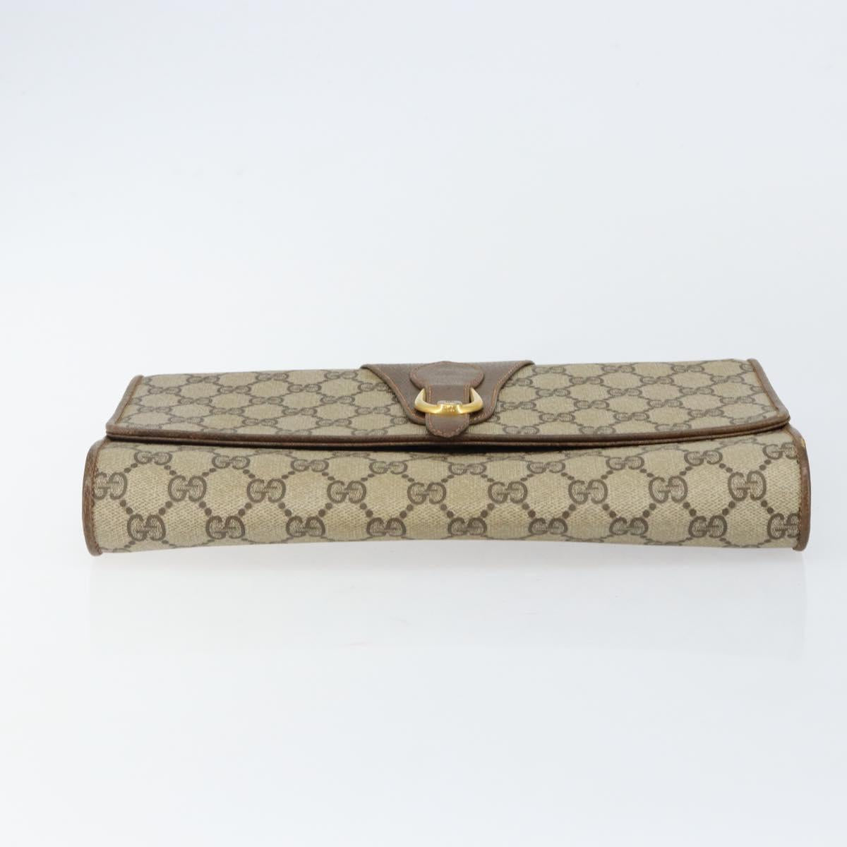 GUCCI GG Supreme Clutch Bag Beige Gold 89 02 050 Auth bs29617