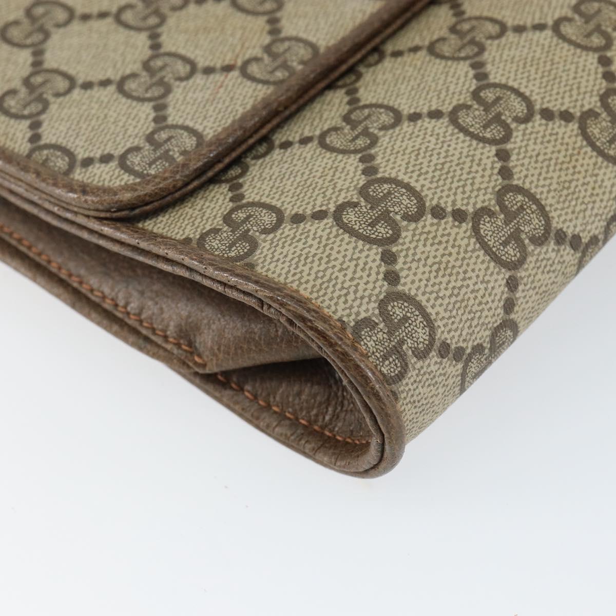 GUCCI GG Supreme Clutch Bag Beige Gold 89 02 050 Auth bs29617